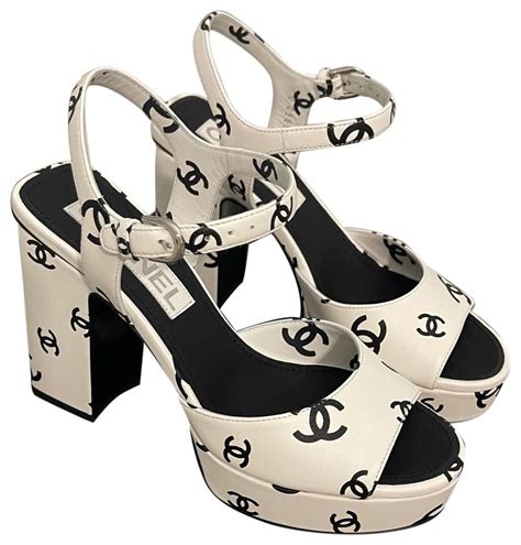 chanel shoes lambskin|Chanel lambskin platform sandals.